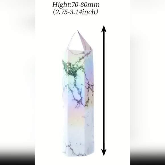 Natural Aura Howlite Crystal Point Electroplating Wand Stone Energy - Picture 3 of 10